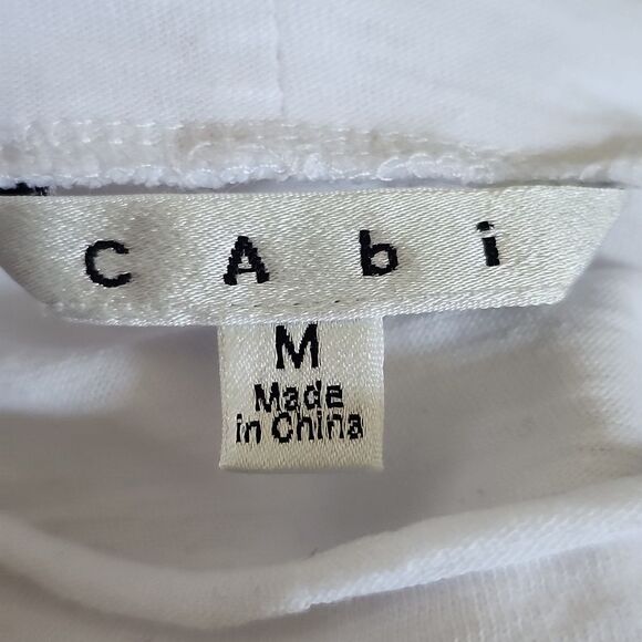 CAbi Style #565 Long Sleeved White Tee T-shirt, Ruched Bust & Sides M - Picture 5 of 5